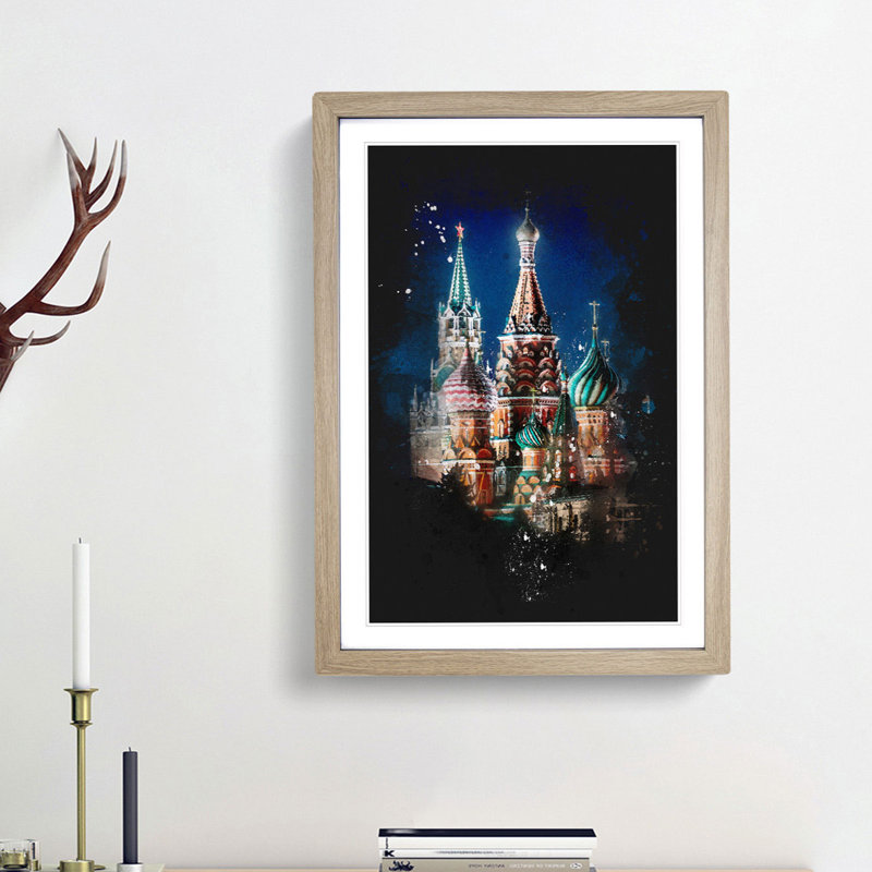 The Kremlin in Moscow Russia - Framed Print, Oak Framed, 33cm H x 24cm W x 2cm D