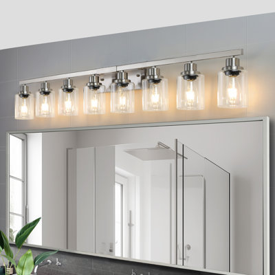 Modern Bathroom Vanity Light,Wall Sconce With Clear Glass Shades, Dimmable E26 Base