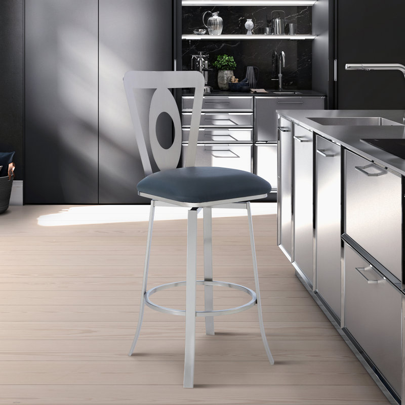 Forseti Contemporary Metal Counter Height Bar Stool, Chrome, Counter Stool (26" Seat Height)