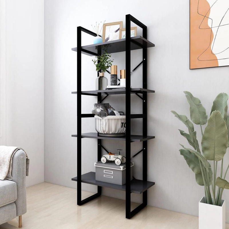 Bibliothèque Canne en bois d'ingénierie, Chêne sonoma, (4 tablettes) H 55,1 po x l 31,5 po x P 11,8 po