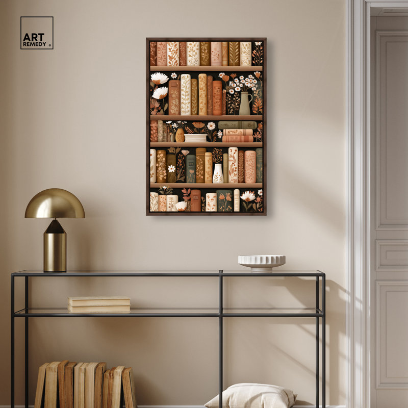 «Gentle Fall», bibliothèque, impression sur toile, dortoir, décoration murale par Art Remedy, cadre en noyer, 20 x 30