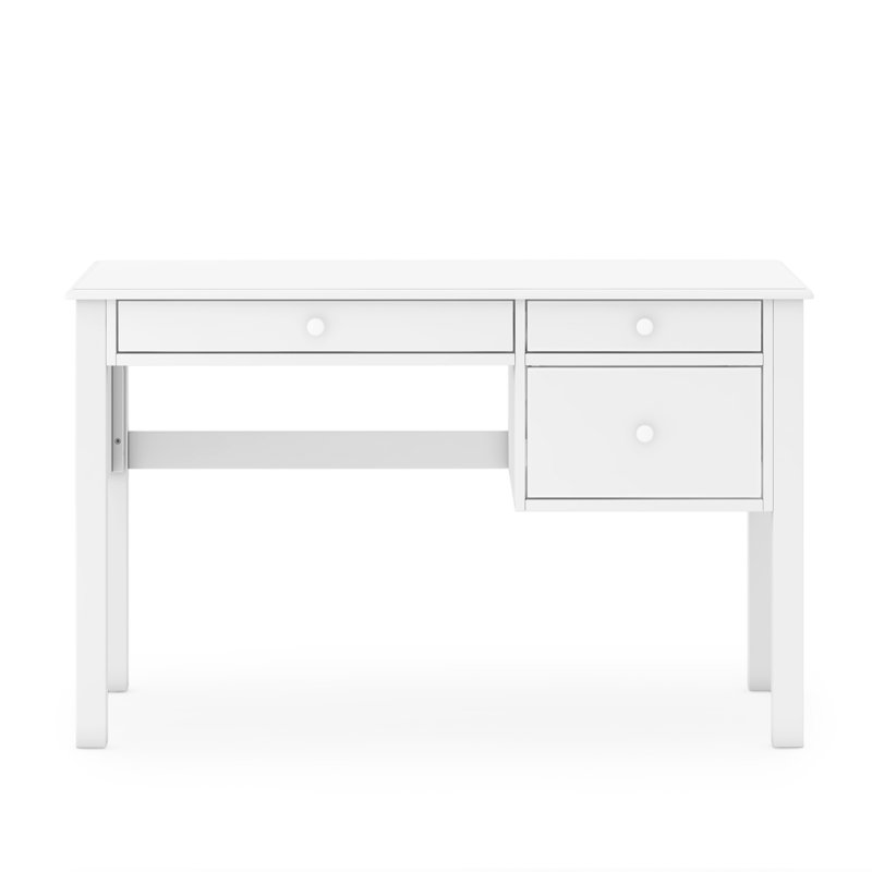 White Wooden Kids' Writing Desk with Chair and Storage Drawers