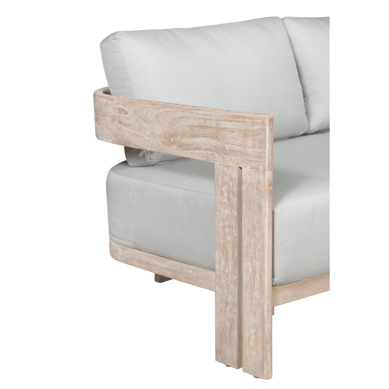 Ezykiel 72.5'' Wide Rectangle Loveseat with Cushions, Light Gray, White