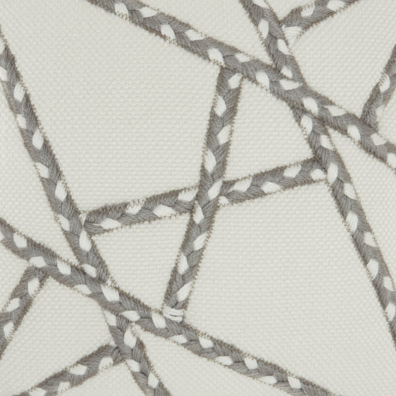 Gray and Ivory Geometric Embroidered 18" Square Throw Pillow