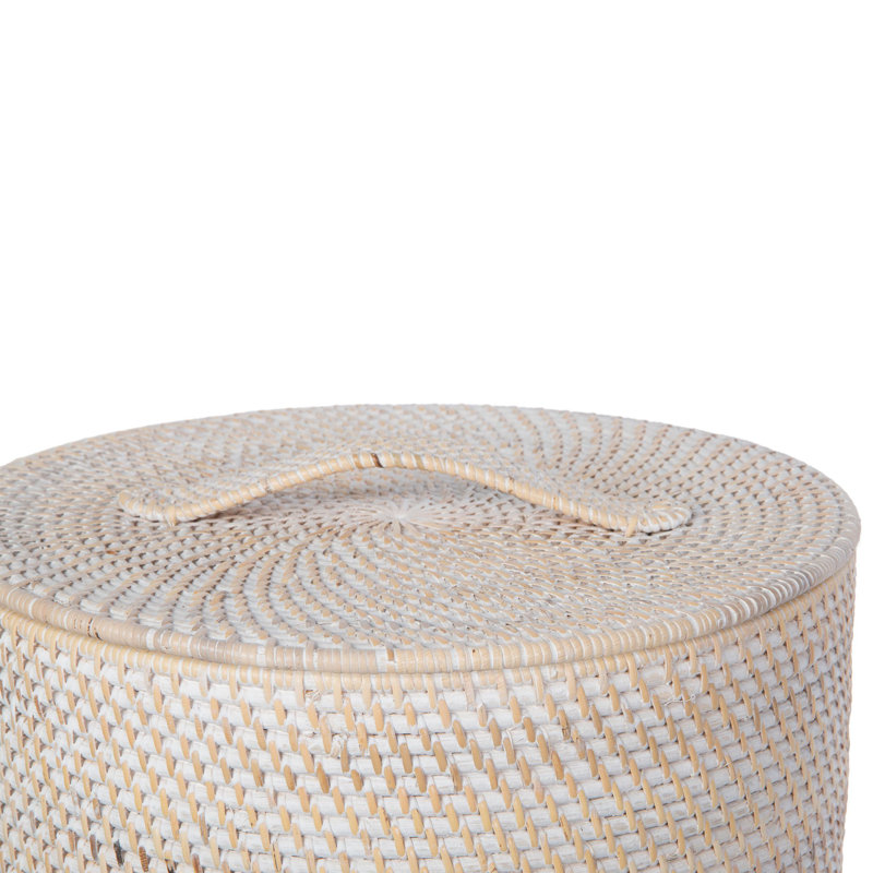 Handwoven Wicker Hamper, Small Apartment Size, White