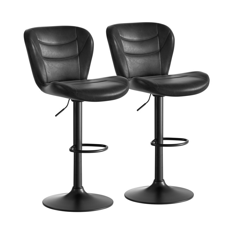 Adjustable Height Counter Stool with Metal Frame, Black