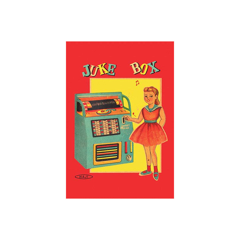 « juke-box », affiche rétro, H 30 po x l 20 po x P 1,5 po