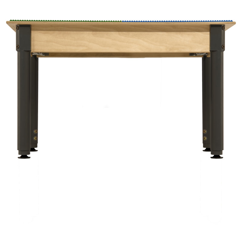 Plastic Adjustable Rectangle 4 Students Activity Table, Blue/Green, 29.5" H x 35" L x 15.5" W