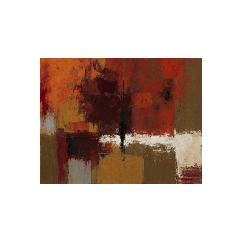Blocs de couleurs abstraites rouge-brun, cadre en bois intégré, l 16 x L 20
