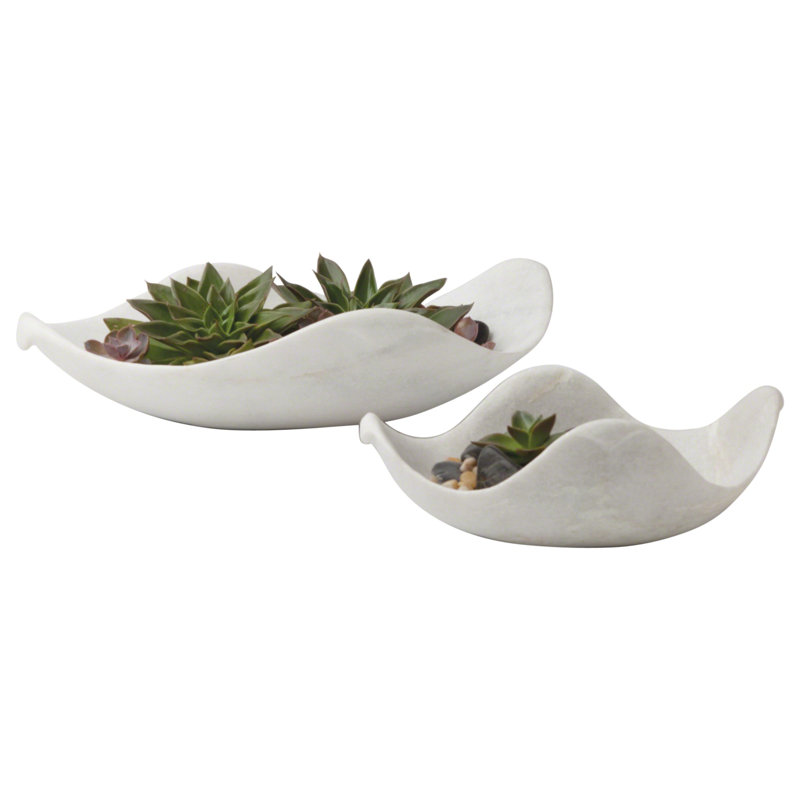 Marble Dove Bowl-Lg, 4" H x 11" W x 8" D
