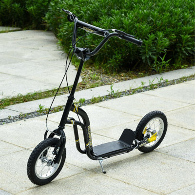 Aosom Youth Scooter Front And Rear Caliper Dual Brakes 12-Inch Inflatable Front Wheel Ride On Toy For Age 5+