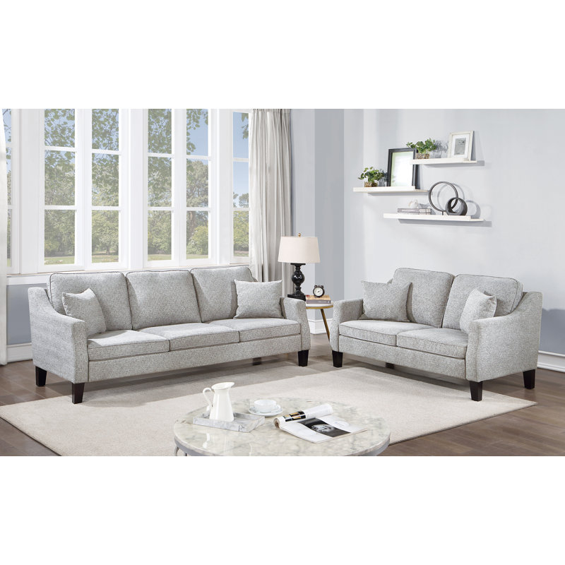 Ensemble de canapé en chenille 2 pièces Tavone, Gris chenille