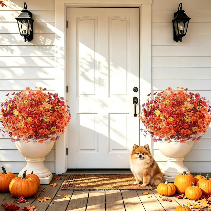 24 paquets de fausses fleurs de maman - Décoration de jardin d'extérieur résistante aux rayons UV