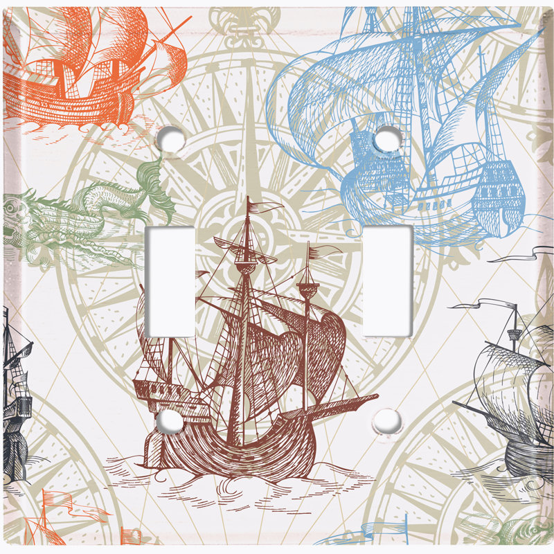 Plaque murale 2 interrupteurs à bascule Adventure Sea Ships