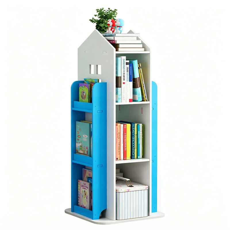 4-Tier Rotating Bookshelf, 360° Display Bookcase