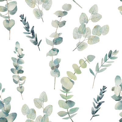 Rouleau de papier peint à motif d'eucalyptus 10 pi x 24 po Goforth Watercolo