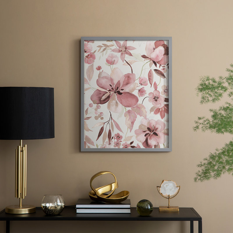 «Shimmering Blush I», reproduction encadrée - bois massif, H 30 po x l 24 po, Gris