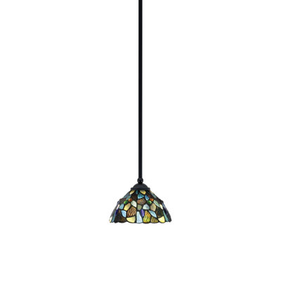 Mini-luminaire suspendu suspendu Zilo, fini granit foncé avec verre de 7 po