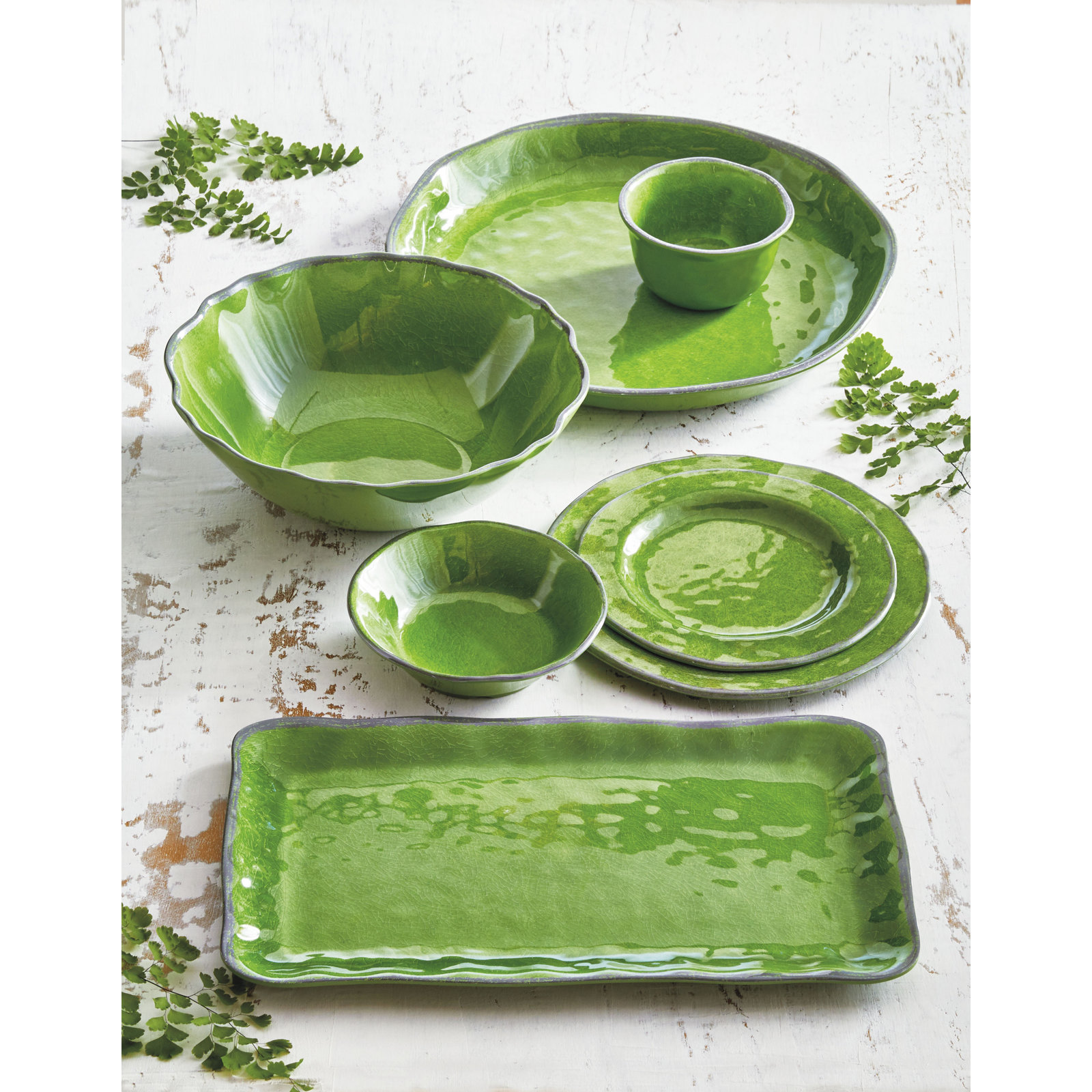 Veranda Melamine Salad Plt S/4 Green