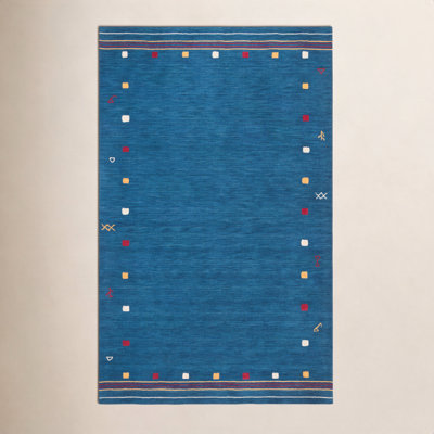 Danette Blue Southwestern Hand-Loomed Wool Rug