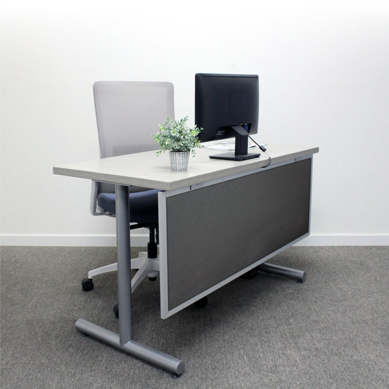 Panneau de modestie acoustique fixé au bureau, Ardoise, Aluminium, H 12 po x l 24 po x P 0,63 po