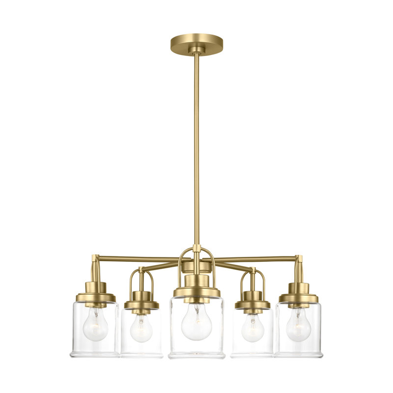 Lustre à cinq lumières Alfild de, Laiton satiné