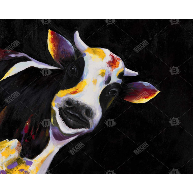 One Funny Cow Print On Canvas