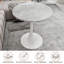 Table basse de 27,6 po de style Mid-Century moderne, pouvant accueillir de 2 à 4 personnes, dotée d'un plateau rond en marbre veiné gris clair, parfaite pour divers décors.-280938814