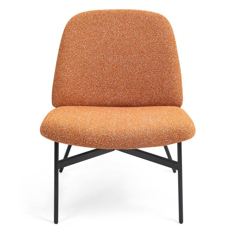Romeka Fabric Accent Chair with Black Metal Legs, Orange Boucle
