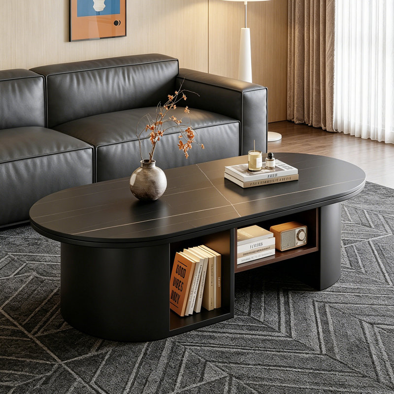Table basse ovale en ardoise, 16.92" H x 47.24" L x 23.62" W