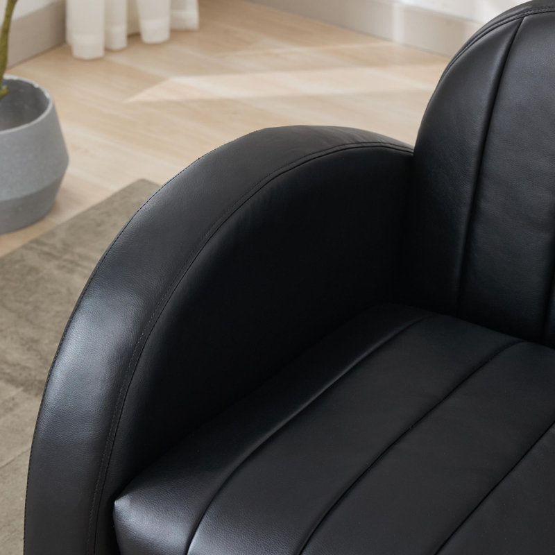 Modern Curved Accent Chair PU Leather Lounge Chair for Living Room, Black