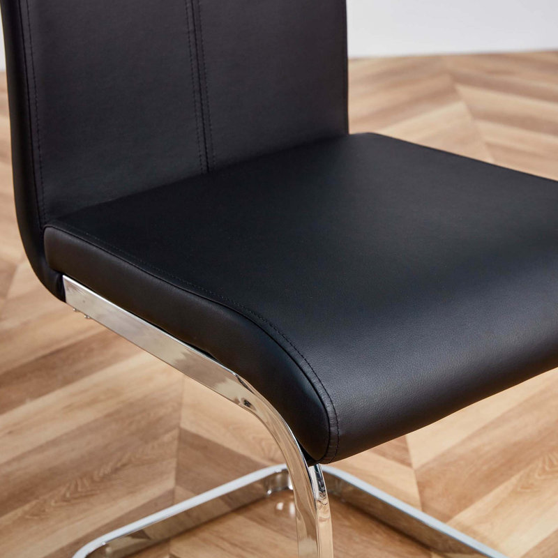 Chaises de salle à manger en polyuréthane revêtu de polyuréthane à haut dossier, Noir, noir, noir, noir