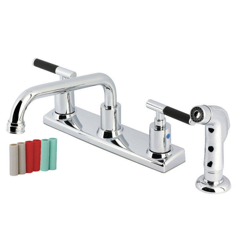 Kingston Brass Kaiser Two-Handle 2-Hole 8" Centerset Kitchen Faucet, Polished Chrome
