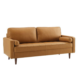 Catrice 73" Genuine Leather Recessed Arm Sofa