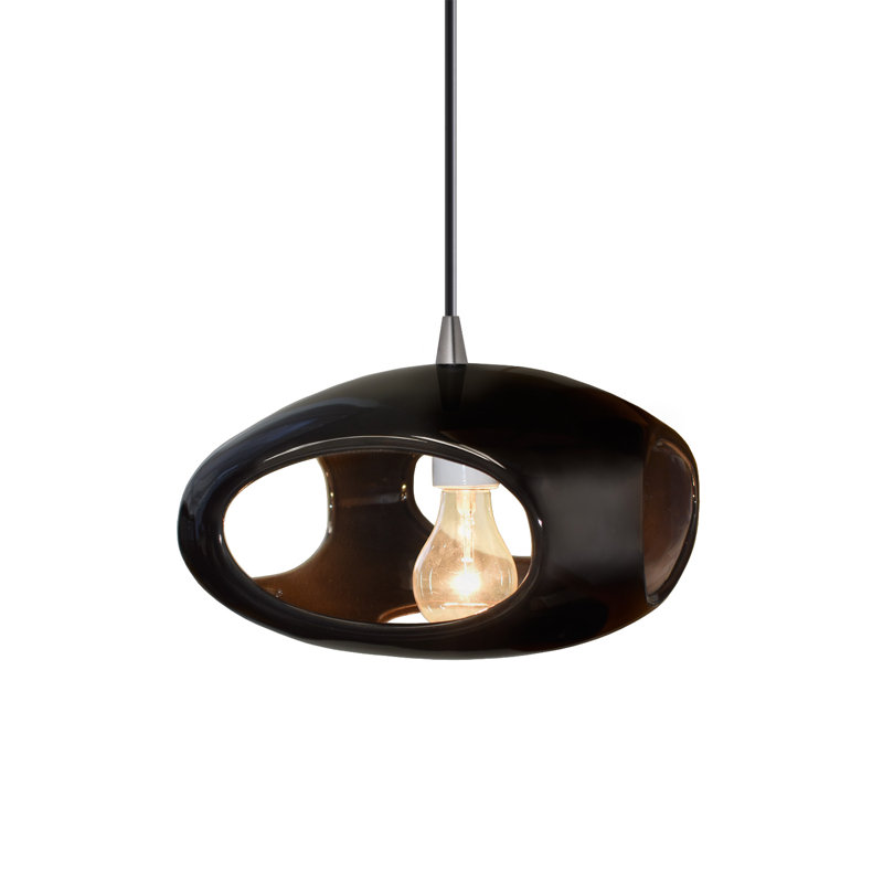 Logan 1 - Light Single Pendant, Brushed Nickel, Gloss Black
