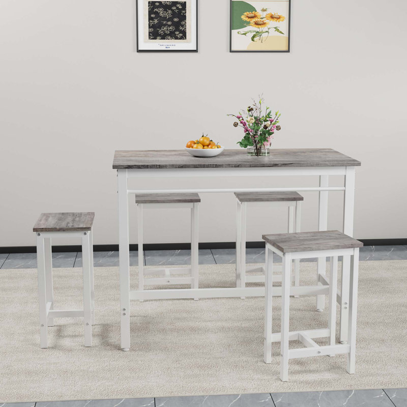 Ensemble de table de cuisine 5 pièces avec 5 tabourets de bar 5 pièces