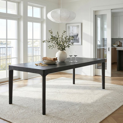 Grande table de salle à manger à finition noire avec rallonges et rallonges de meubles de salle à manger durables de haute qualité 1pc