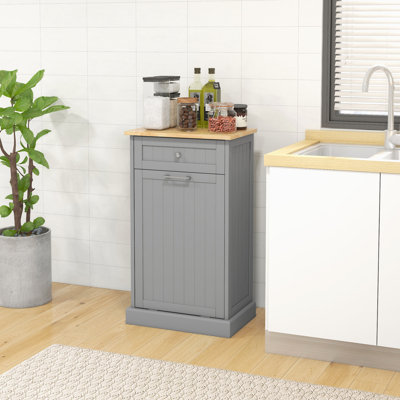 Lynnsay Tilt Out Trash Cabinet, Hidden Garbage Bin Cabinet with Drawer