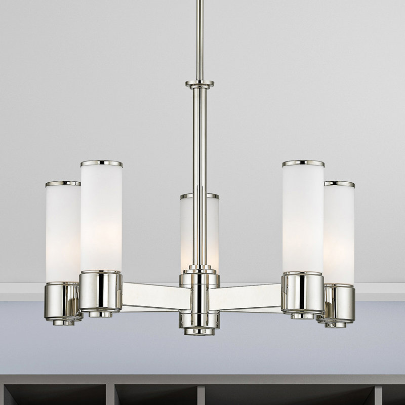 Baleria 6 - Light Steel Dimmable LED Classic / Traditional Chandelier, Polished Nickel