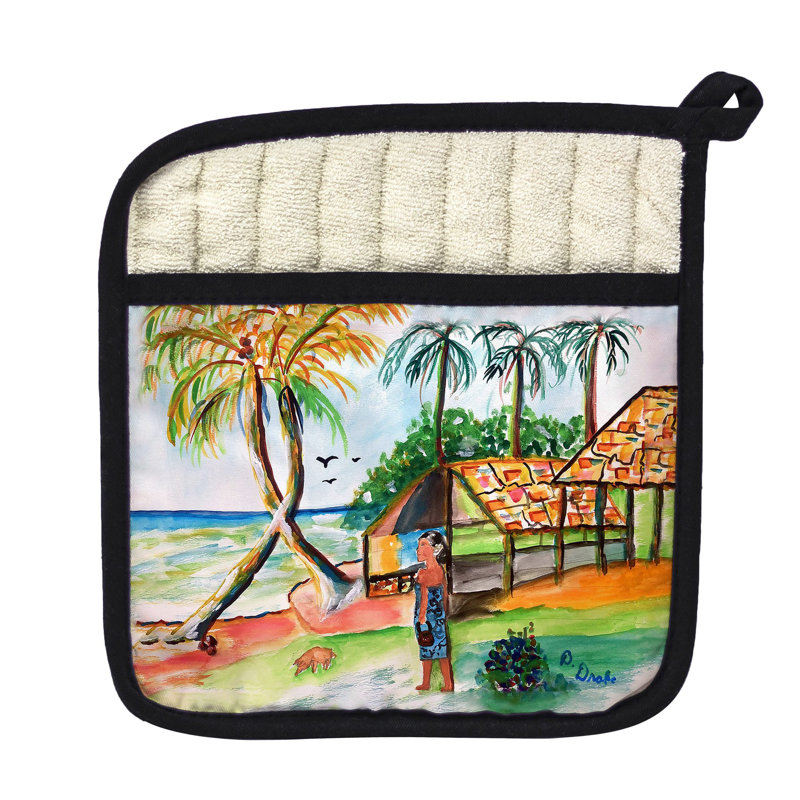 Palms & Hut Pot Holder