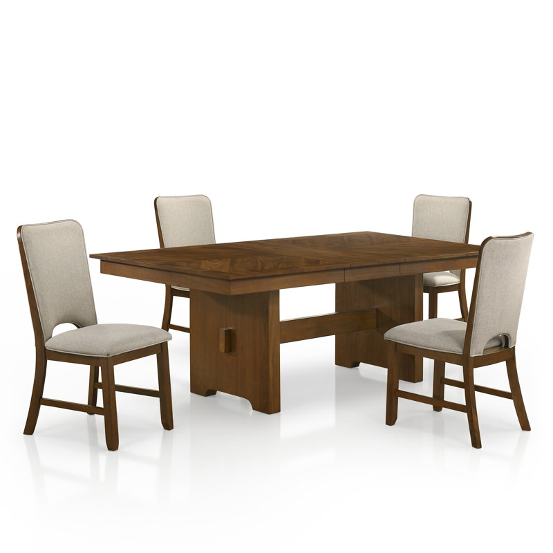 Farrish Solid Wood 5-Piece Rectangular Dining Table Set, 5 Pcs: Table, 4 Chairs