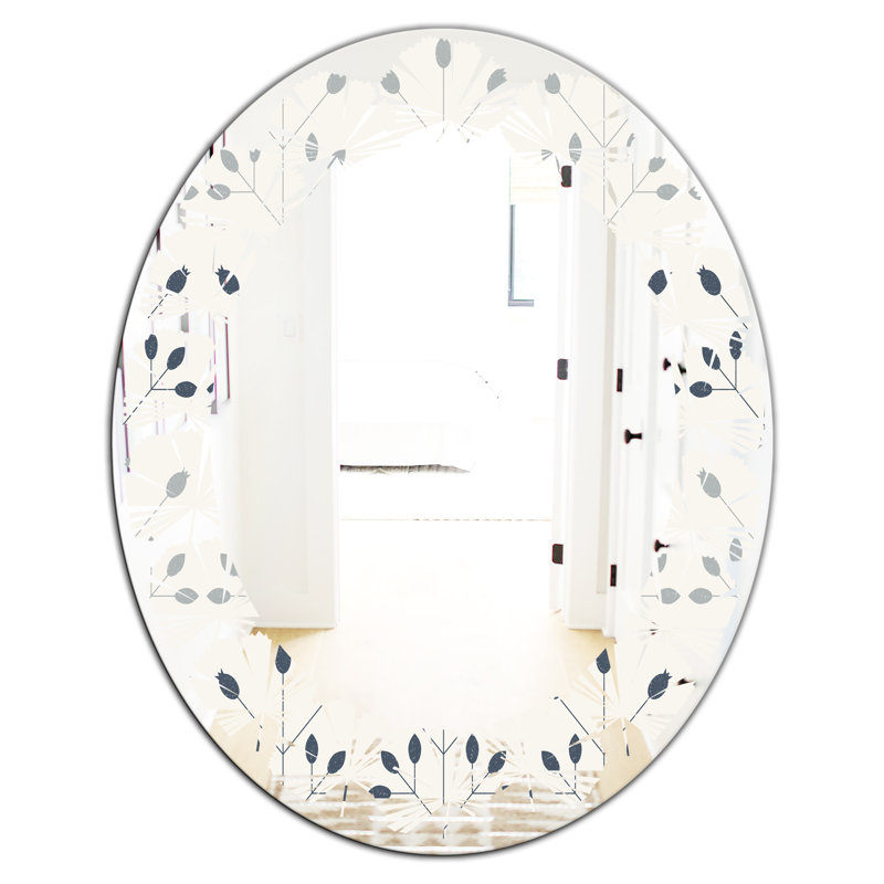 Modern Farmhouse Wall Mirror, 31.5" x 31.5" , Leaves Floral Botanical I 