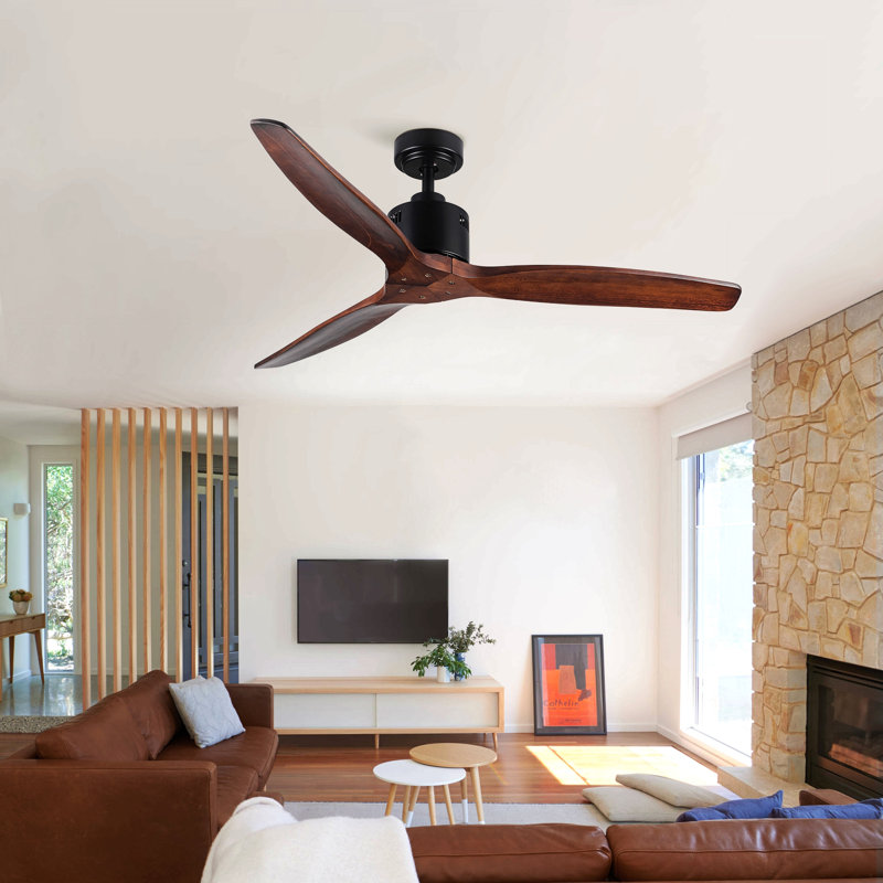 52 - Ventilateur de plafond brun antique sans lumière avec télécommande