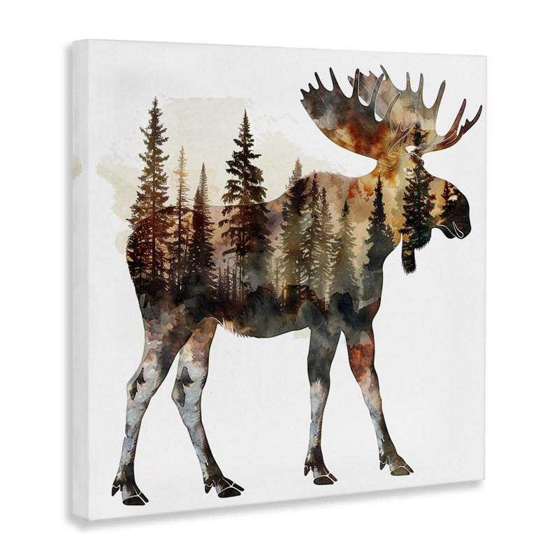  «Moose Forest Silhouette» par LSR Design Studio, H 24 po x l 24 po