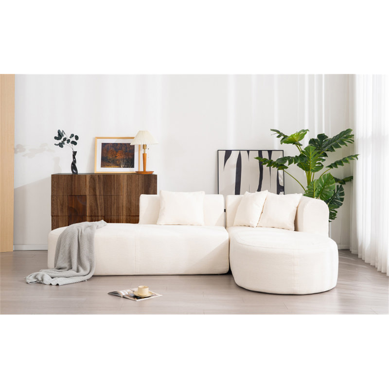 Canapé d'angle élégant pour le salon Mirod, Polyester beige