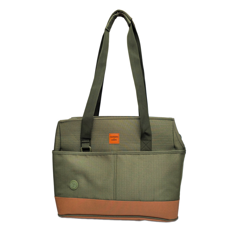 Sac de transport pour animaux résistant à l'eau avec coussin pour ours en peluche, tissu Ripstop et laisse intégrée, Vert