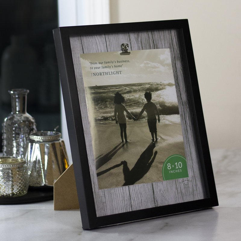 14.5" Classical Rectangular 8" x 10" Photo Picture Frame with Clip - Black and White