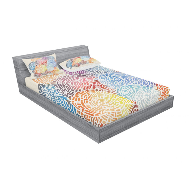 Microfiber Geometric Sheet Set, Queen Sheet Set with Fitted Sheet