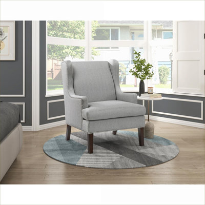 Tissu gris classique à accoudoir simple et siège simple à garniture cloutée de profondeur de 29 pouces