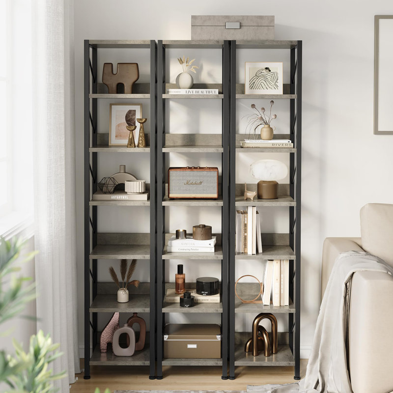 168cm H x 34.8cm W Metal Bookcase, Grey